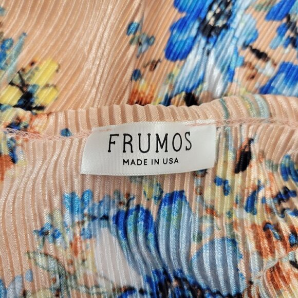 Frumos Women's Made in USA Open Long Kimono Floral Pattern Pleated Texture Sz 2x - Picture 12 of 14